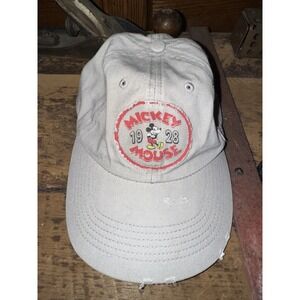 Disney Parks Mickey Mouse Distressed‎ Grey Adjustable Baseball Cap Hat